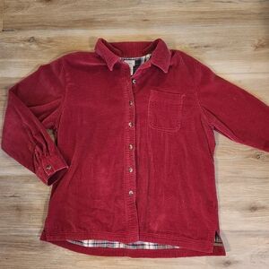 L.L. Bean Women's Red Corduroy Button Down Shirt | Size Large
